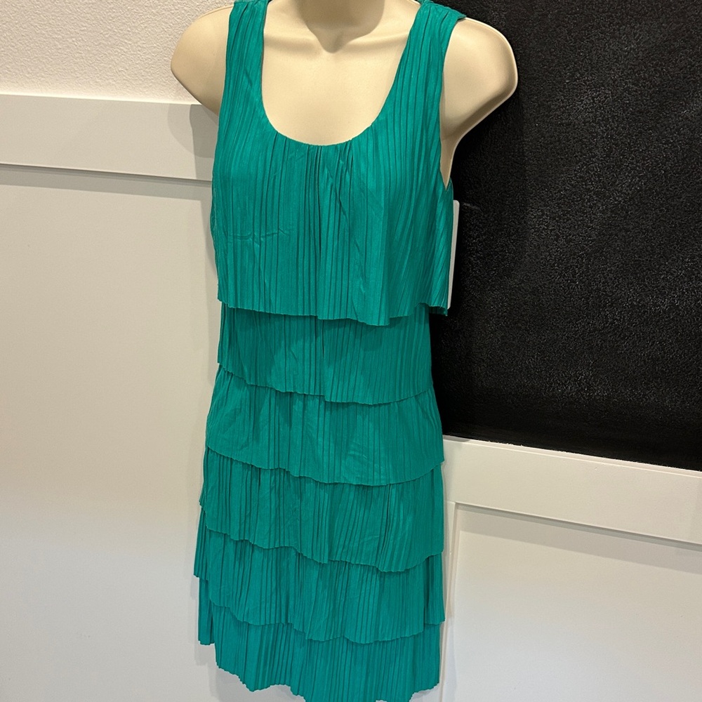 Teal Sleeveless Tiered Dress